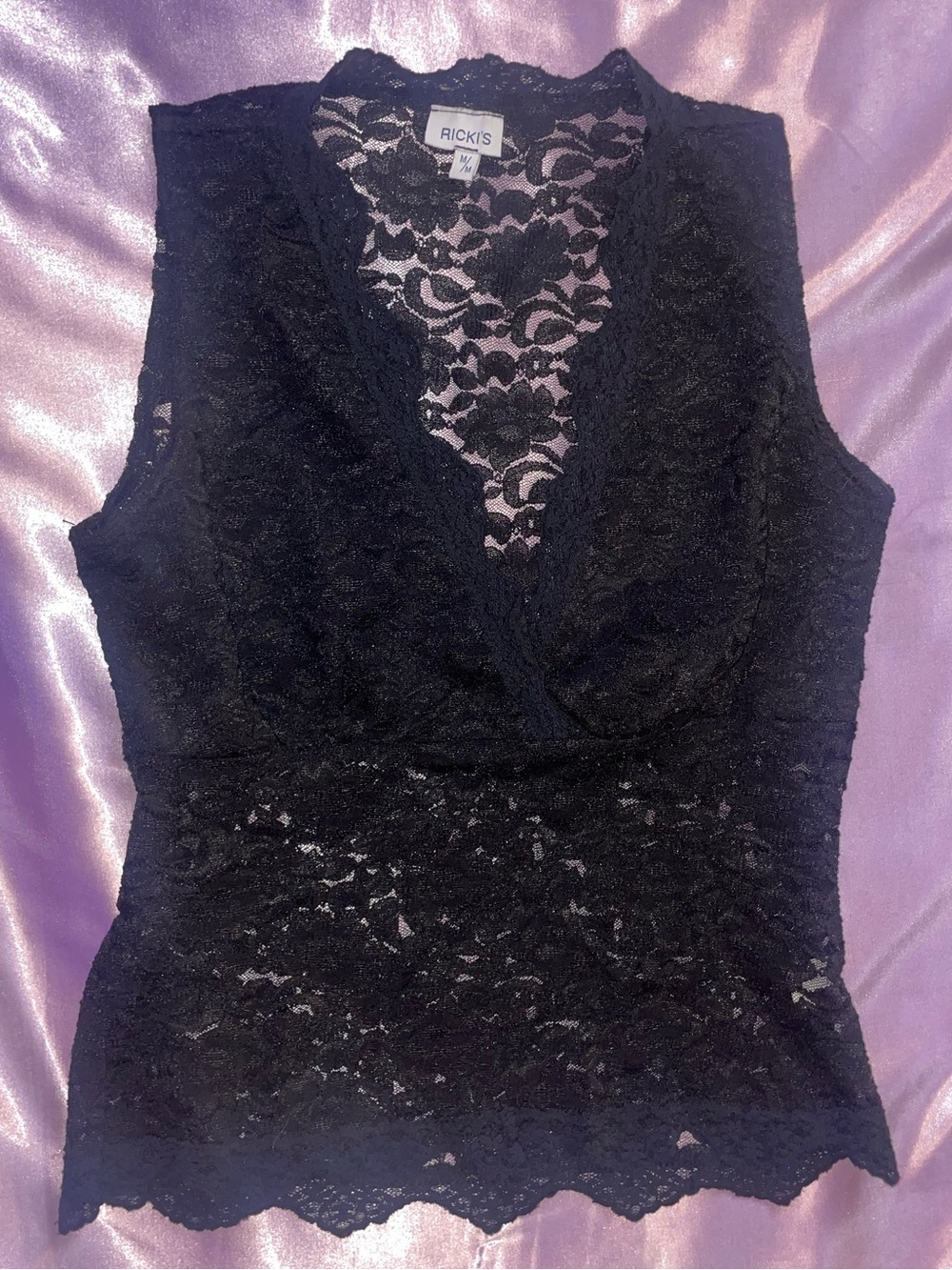 Vintage Y2K Rickis Black Floral Lace Whimsigoth tank top M